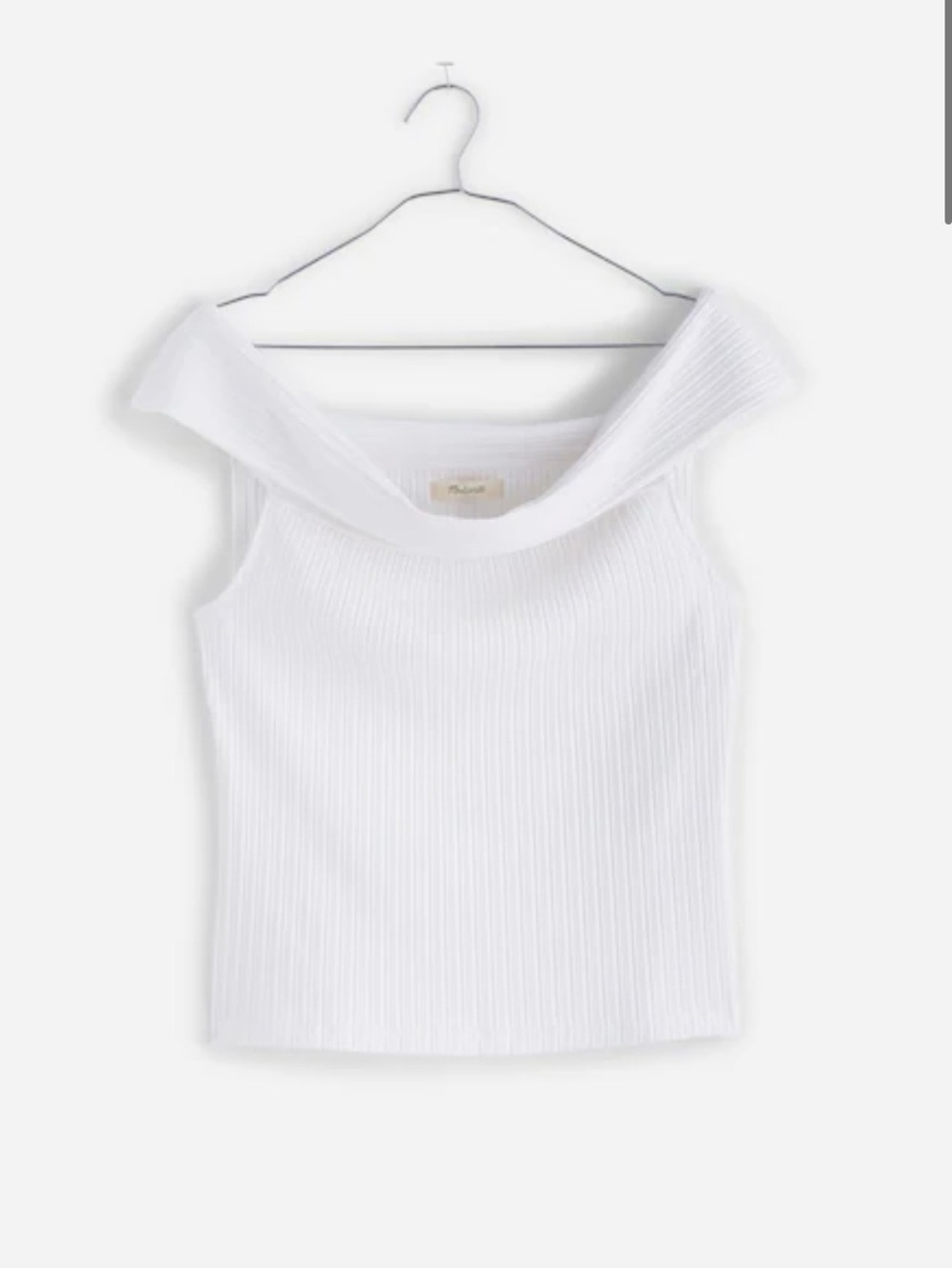 Madewell Crisp White Ribbed Off-the-Shoulder